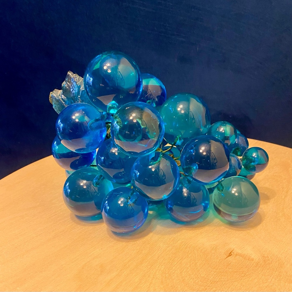Lucite Blue Grape Cluster-Mid Century Modern Table Decoration
